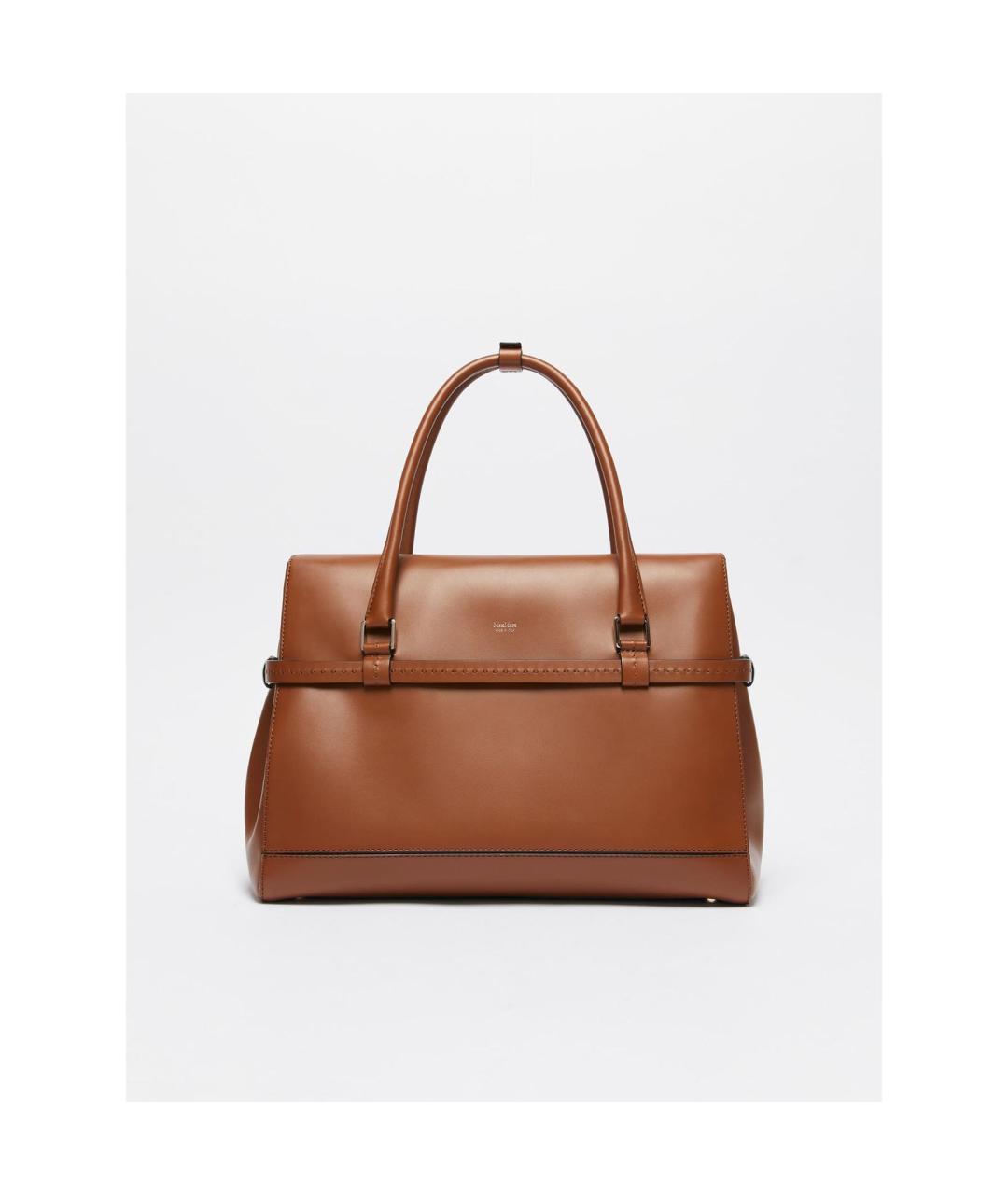 MAX MARA Коричневая кожаная сумка тоут, фото 3