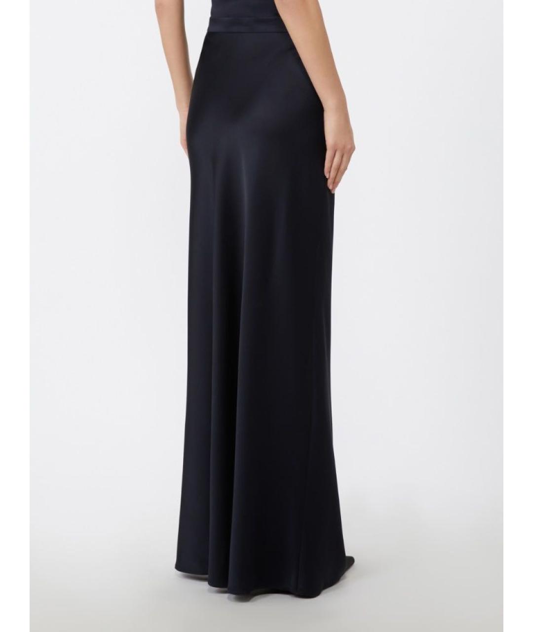 MAX MARA STUDIO Темно-синяя ацетатная юбка макси, фото 3
