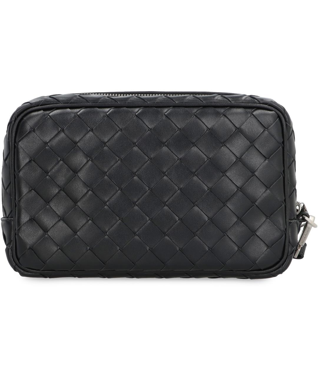 BOTTEGA VENETA Черная кожаная барсетка, фото 4