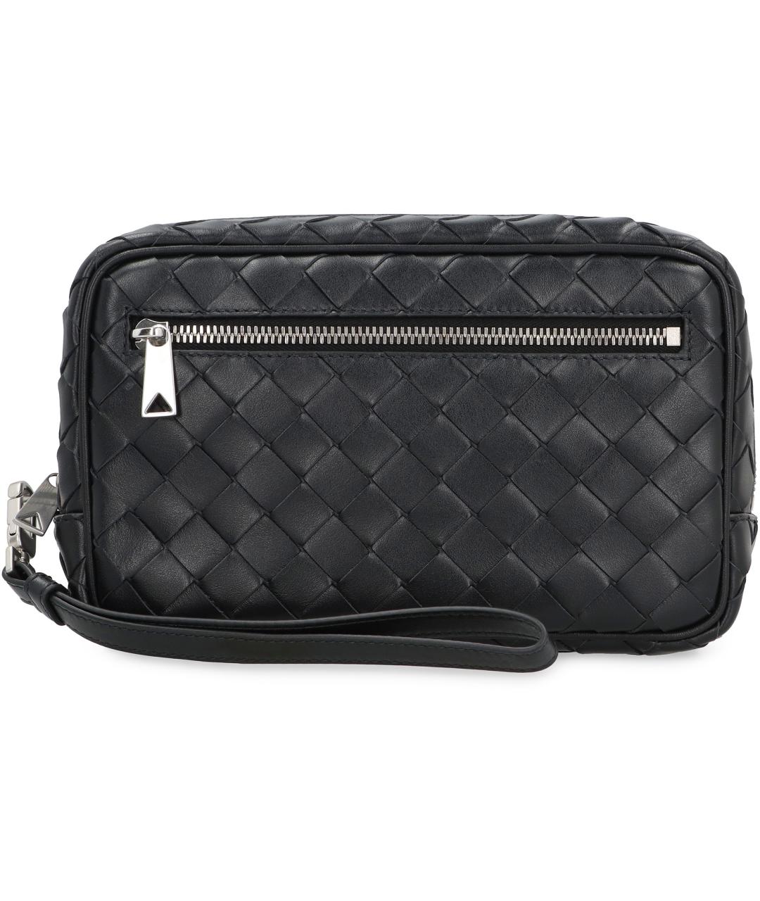 BOTTEGA VENETA Черная кожаная барсетка, фото 2