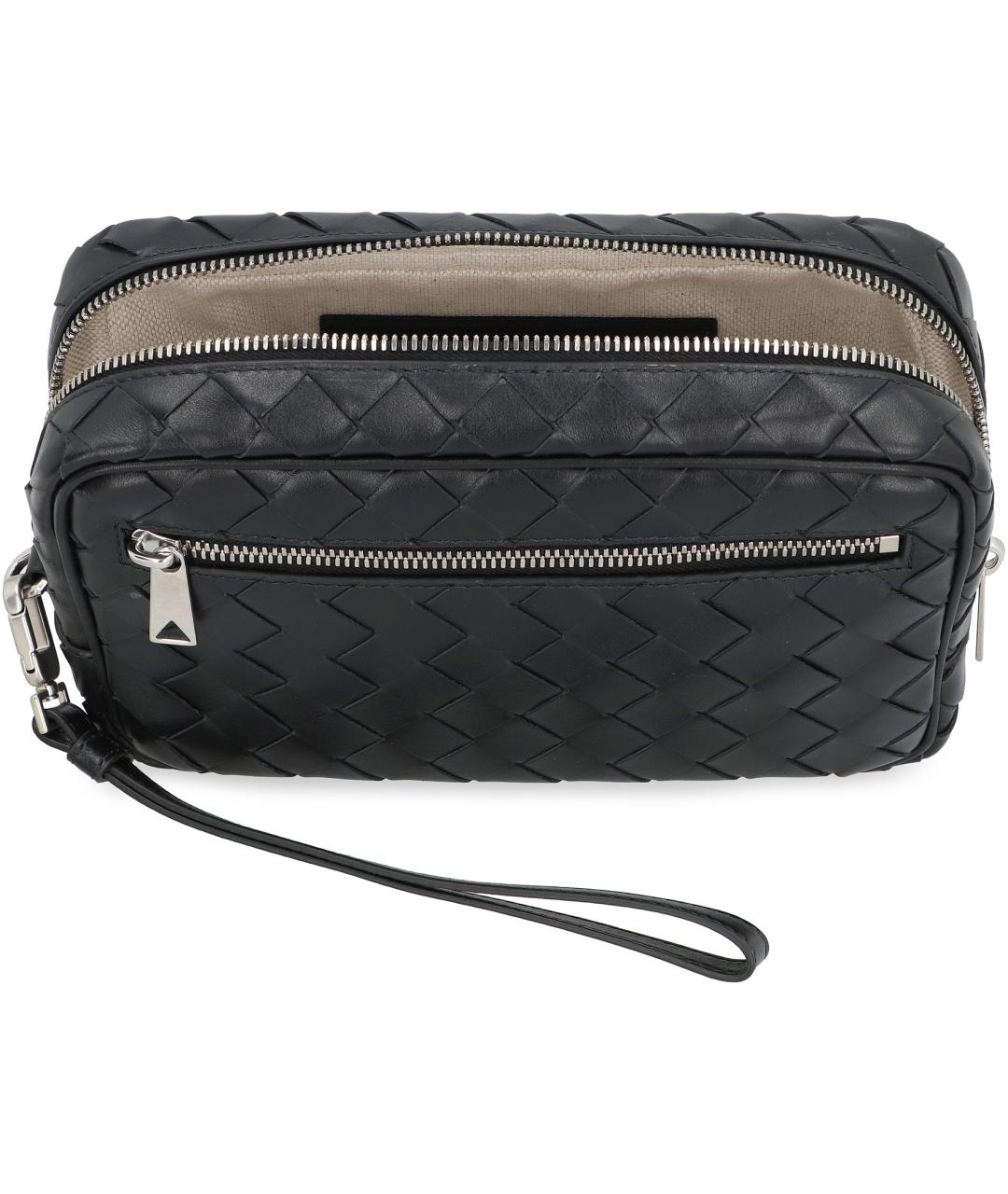 BOTTEGA VENETA Черная кожаная барсетка, фото 5