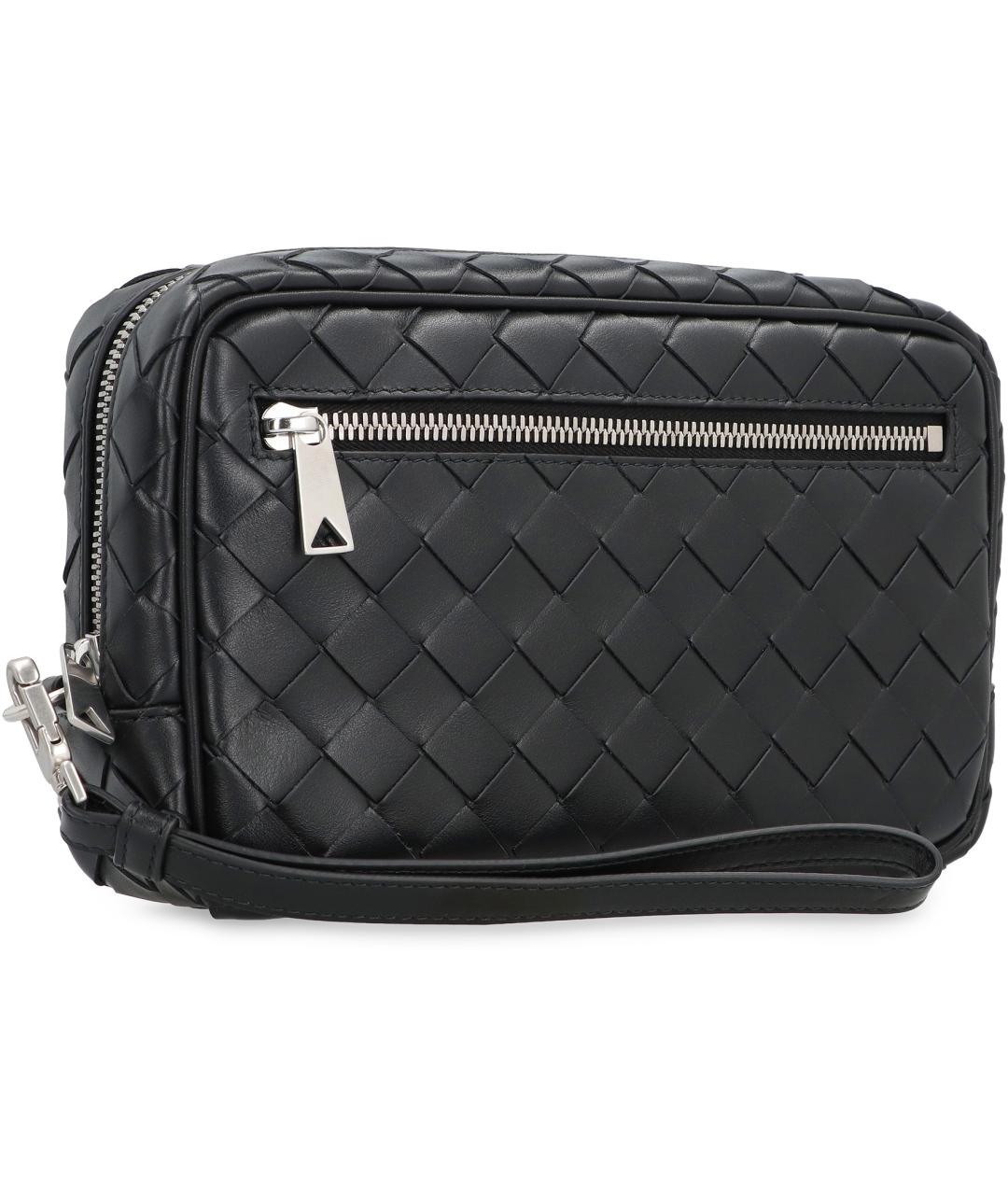 BOTTEGA VENETA Черная кожаная барсетка, фото 3