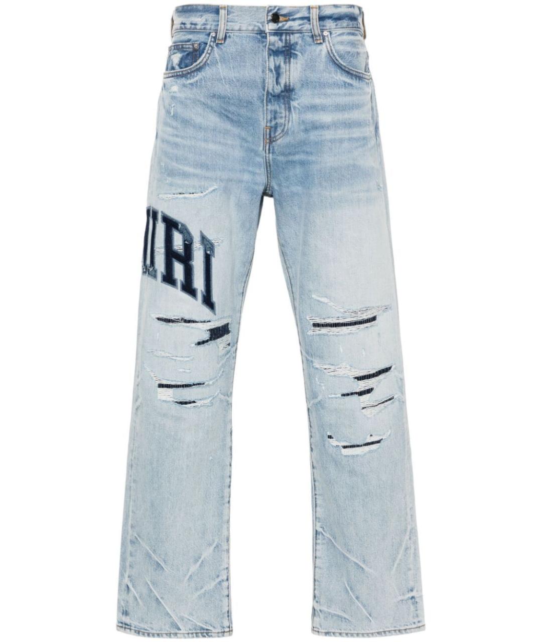 AMIRI Голубые хлопковые прямые джинсы, фото 1