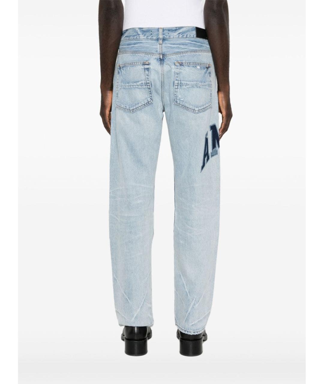 AMIRI Голубые хлопковые прямые джинсы, фото 4