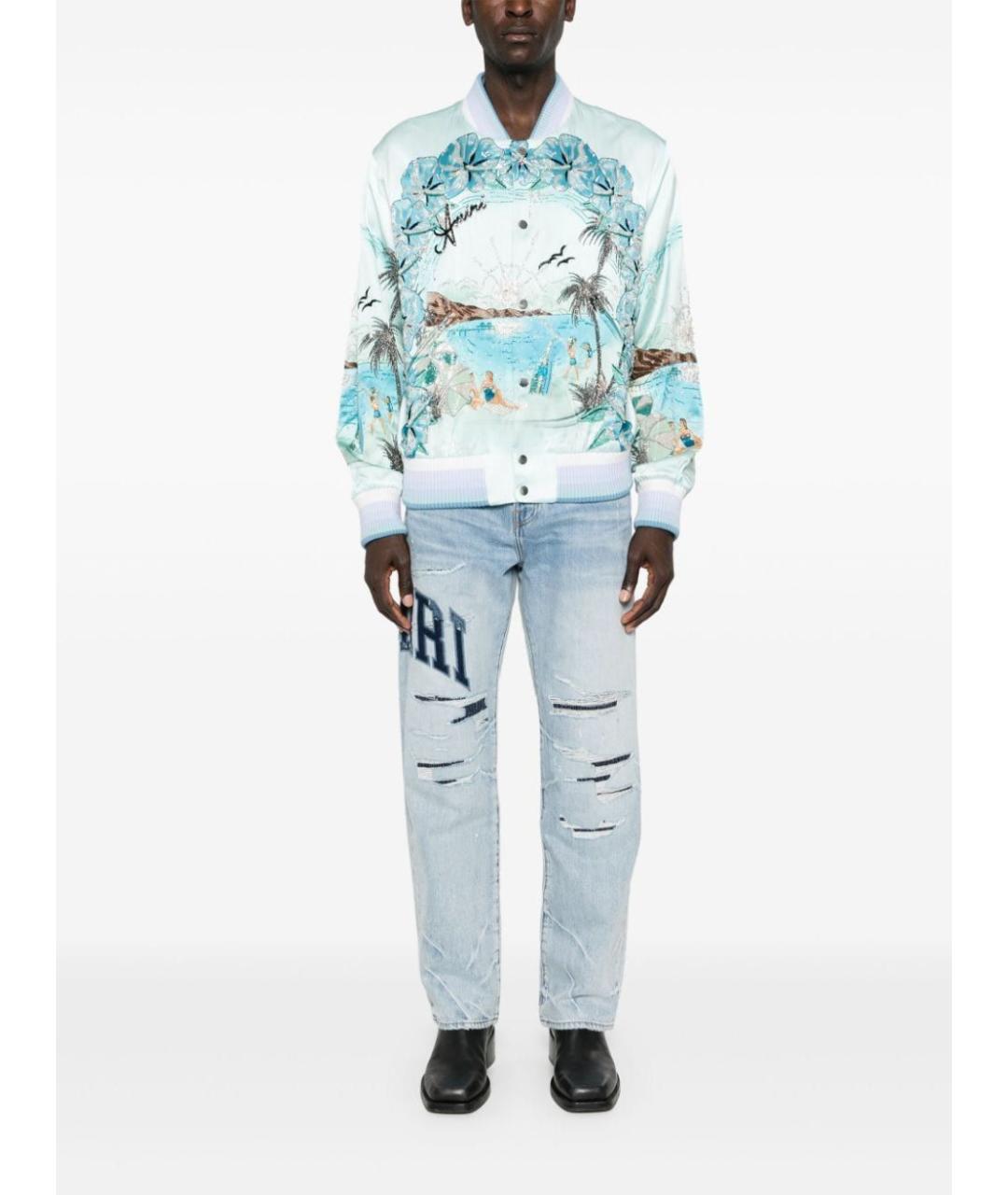 AMIRI Голубые хлопковые прямые джинсы, фото 2