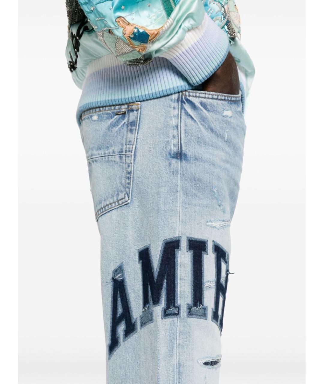 AMIRI Голубые хлопковые прямые джинсы, фото 5