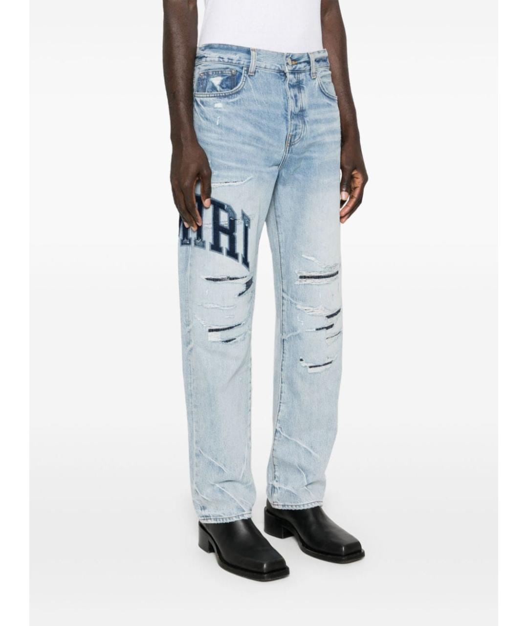 AMIRI Голубые хлопковые прямые джинсы, фото 3
