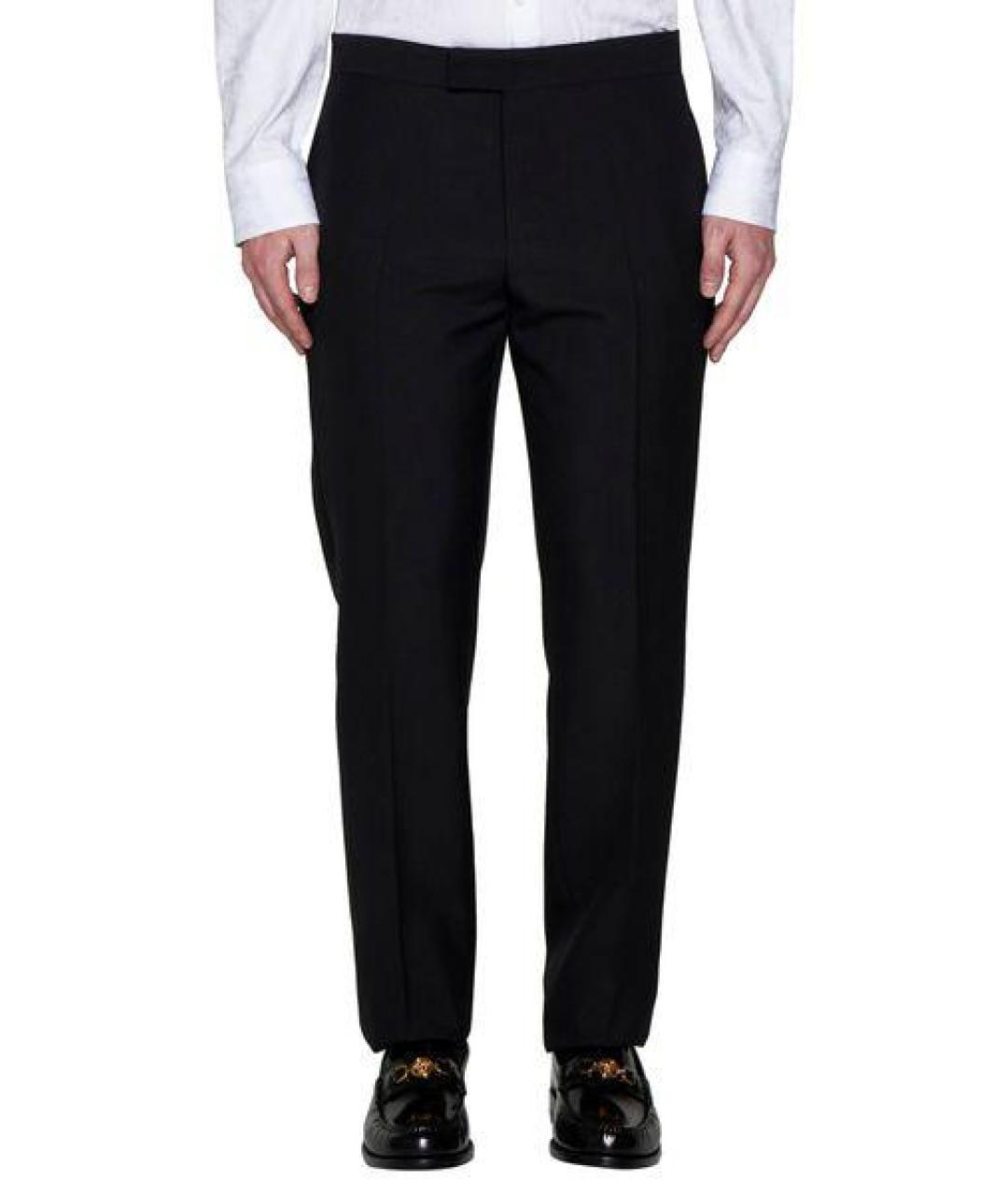 VERSACE Черные шерстяные повседневные брюки, фото 2