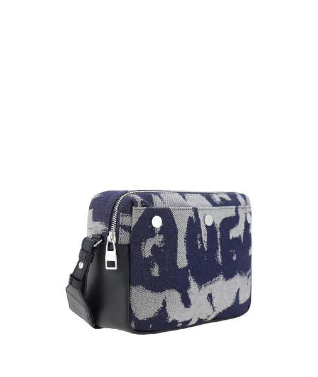 ALEXANDER MCQUEEN Синяя хлопковая сумка на плечо, фото 3