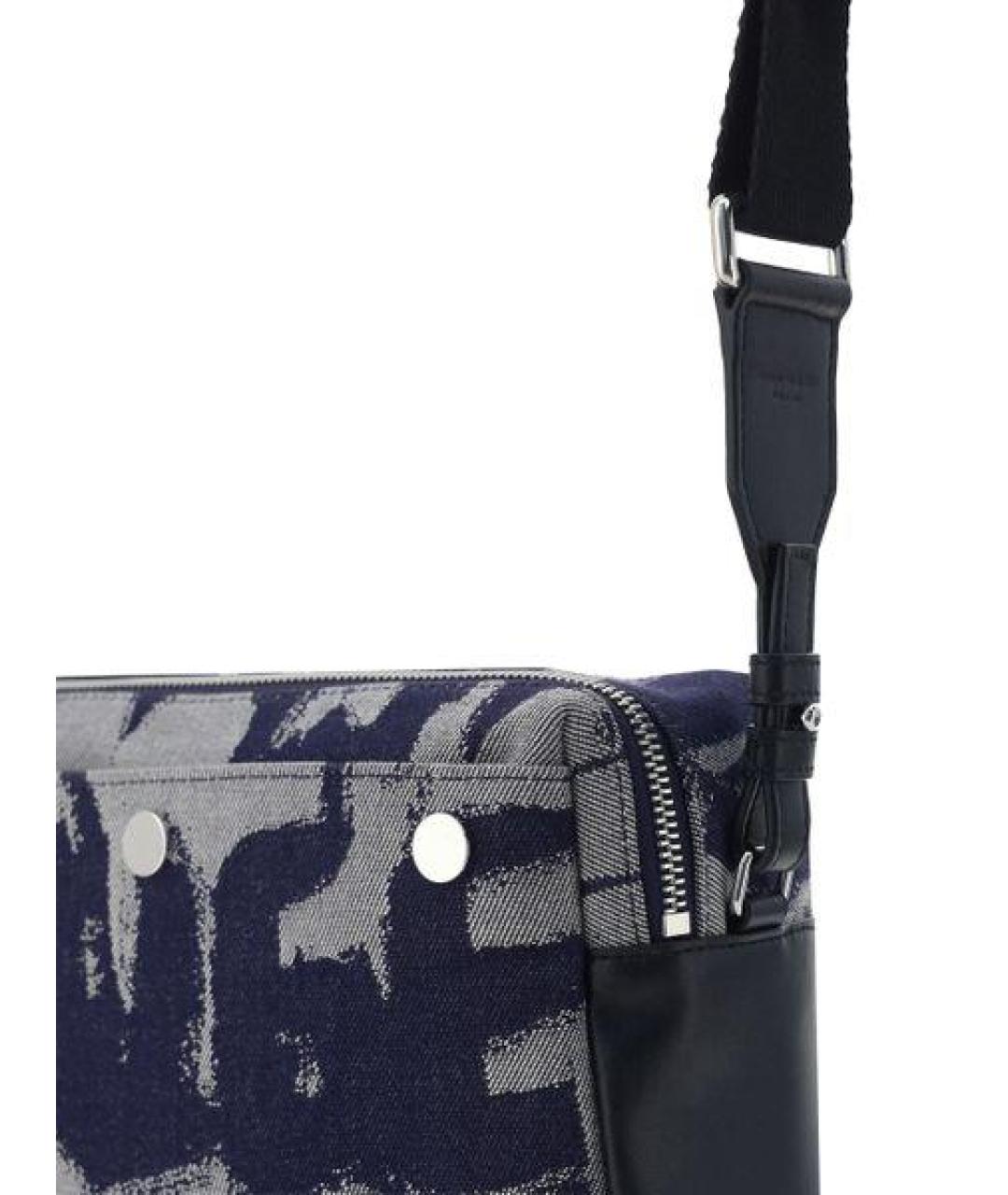 ALEXANDER MCQUEEN Синяя хлопковая сумка на плечо, фото 4