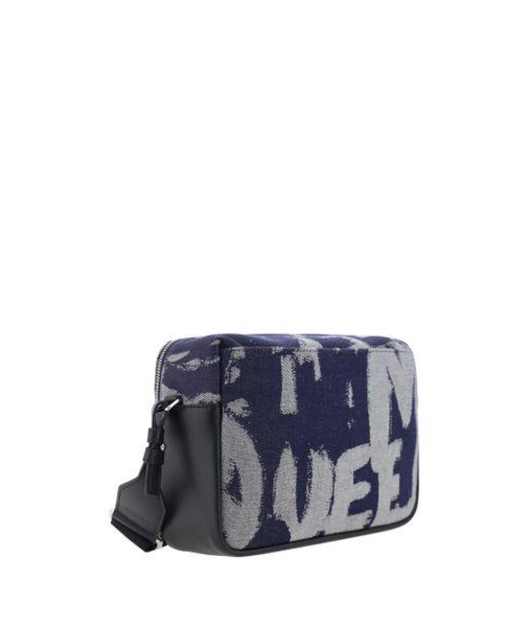 ALEXANDER MCQUEEN Синяя хлопковая сумка на плечо, фото 2