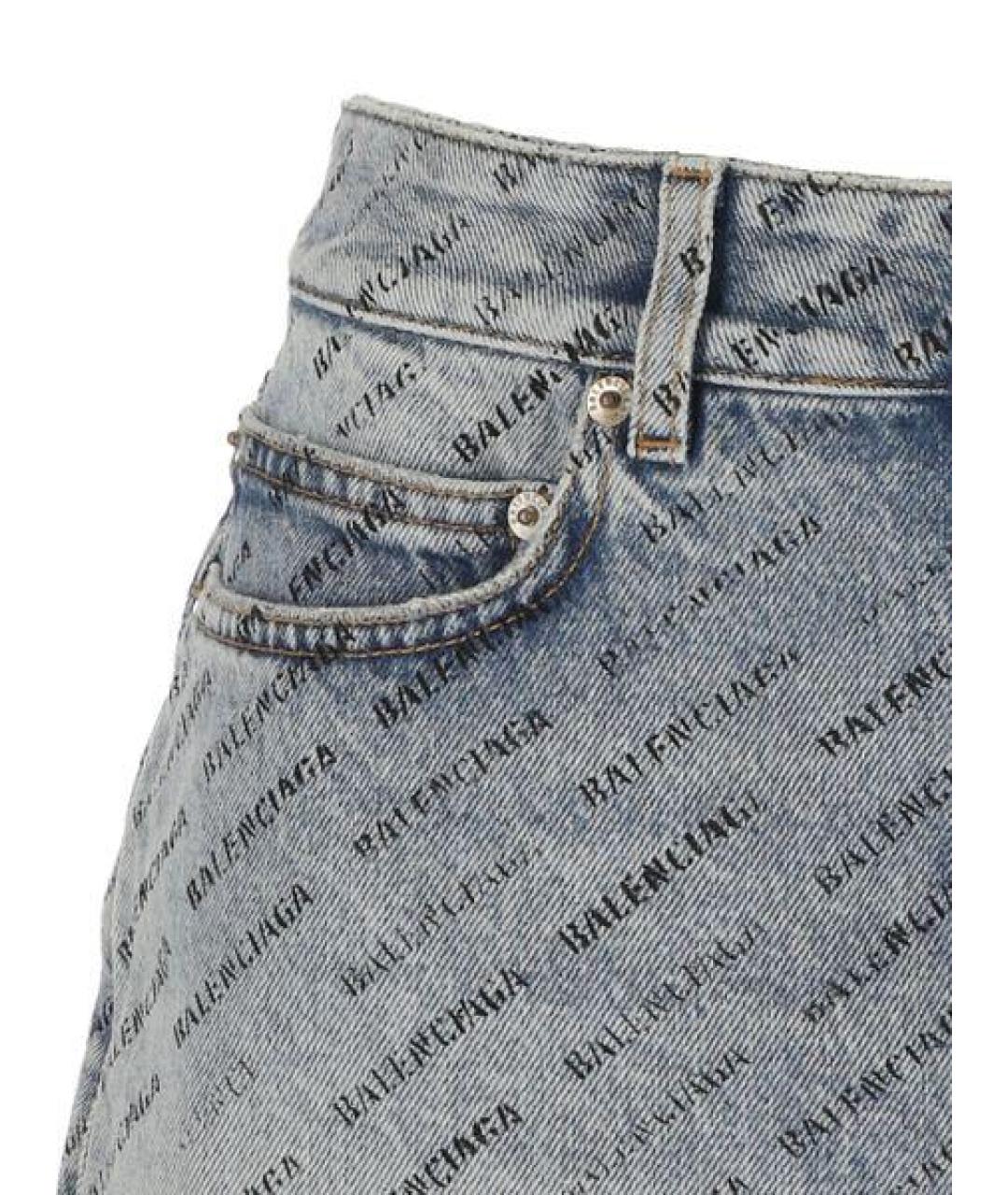 BALENCIAGA Синяя хлопковая юбка мини, фото 3