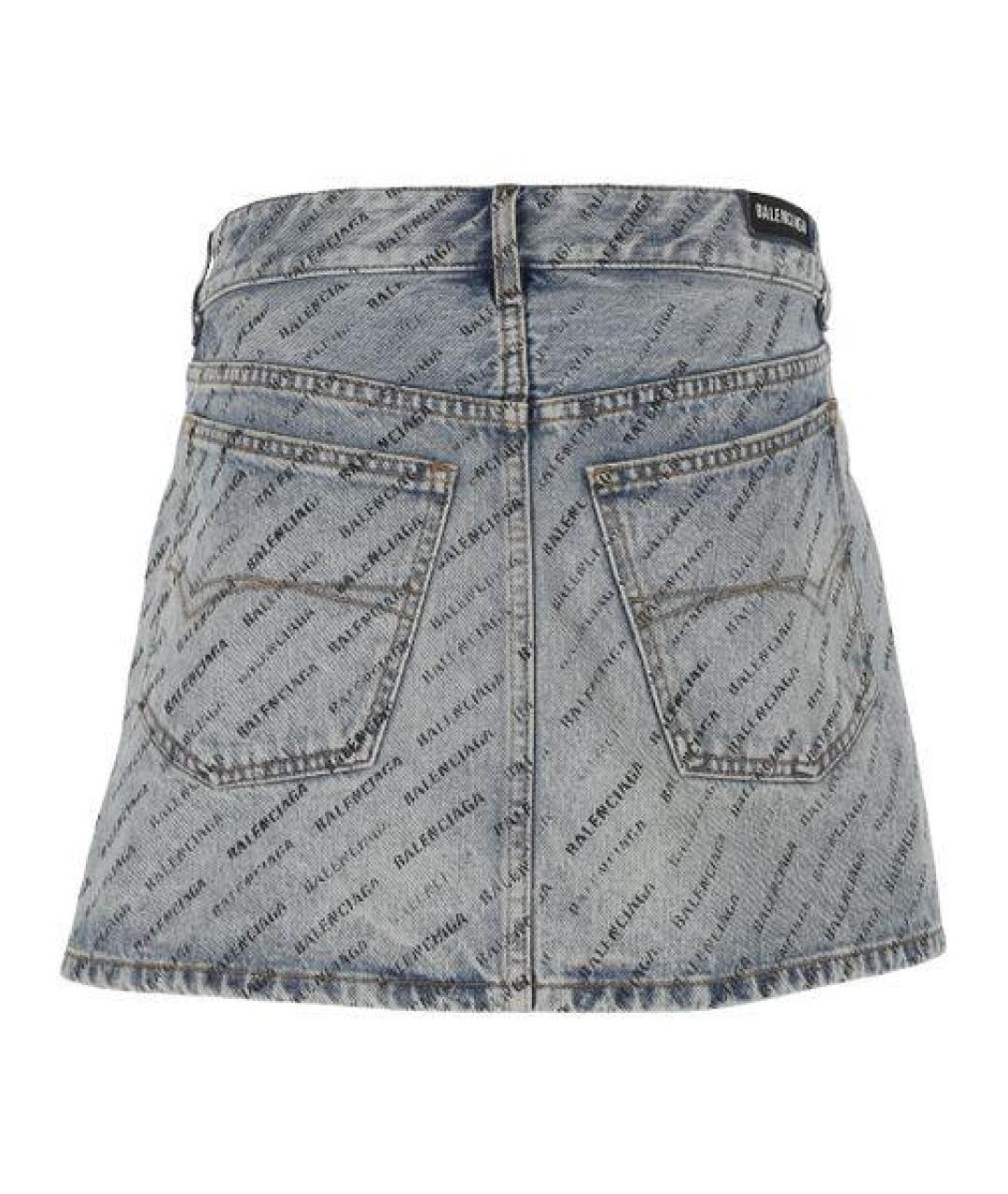 BALENCIAGA Синяя хлопковая юбка мини, фото 2