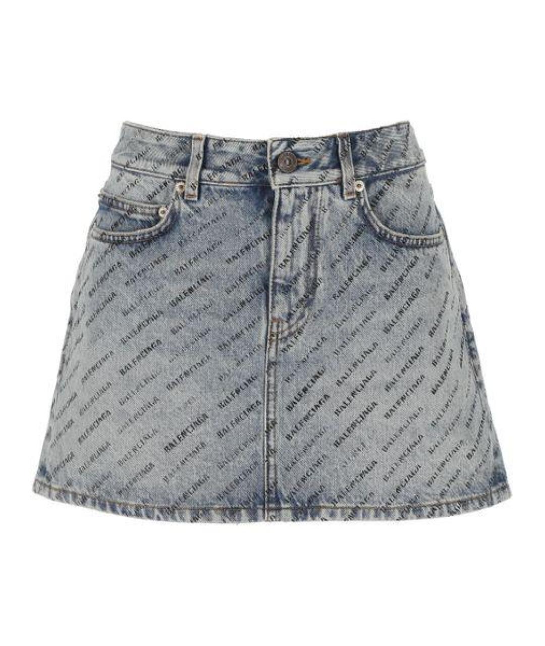 BALENCIAGA Синяя хлопковая юбка мини, фото 1