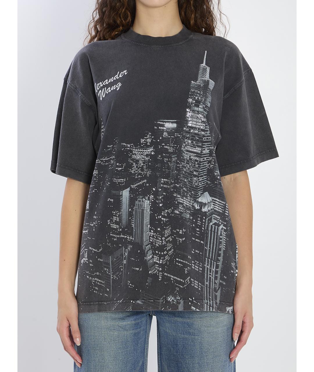 ALEXANDER WANG Черная хлопковая футболка, фото 2