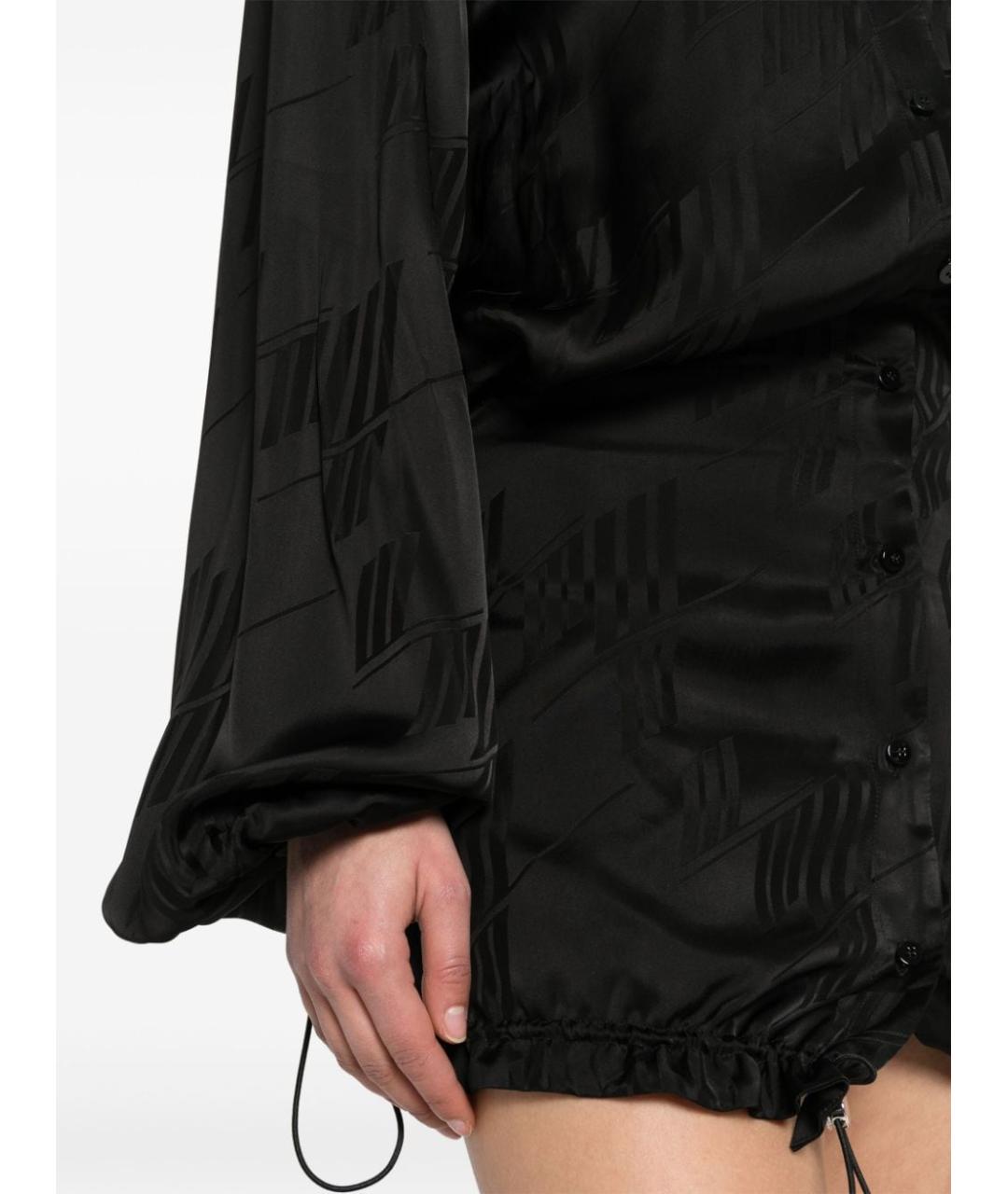 THE ATTICO Черное шелковое повседневное платье, фото 2