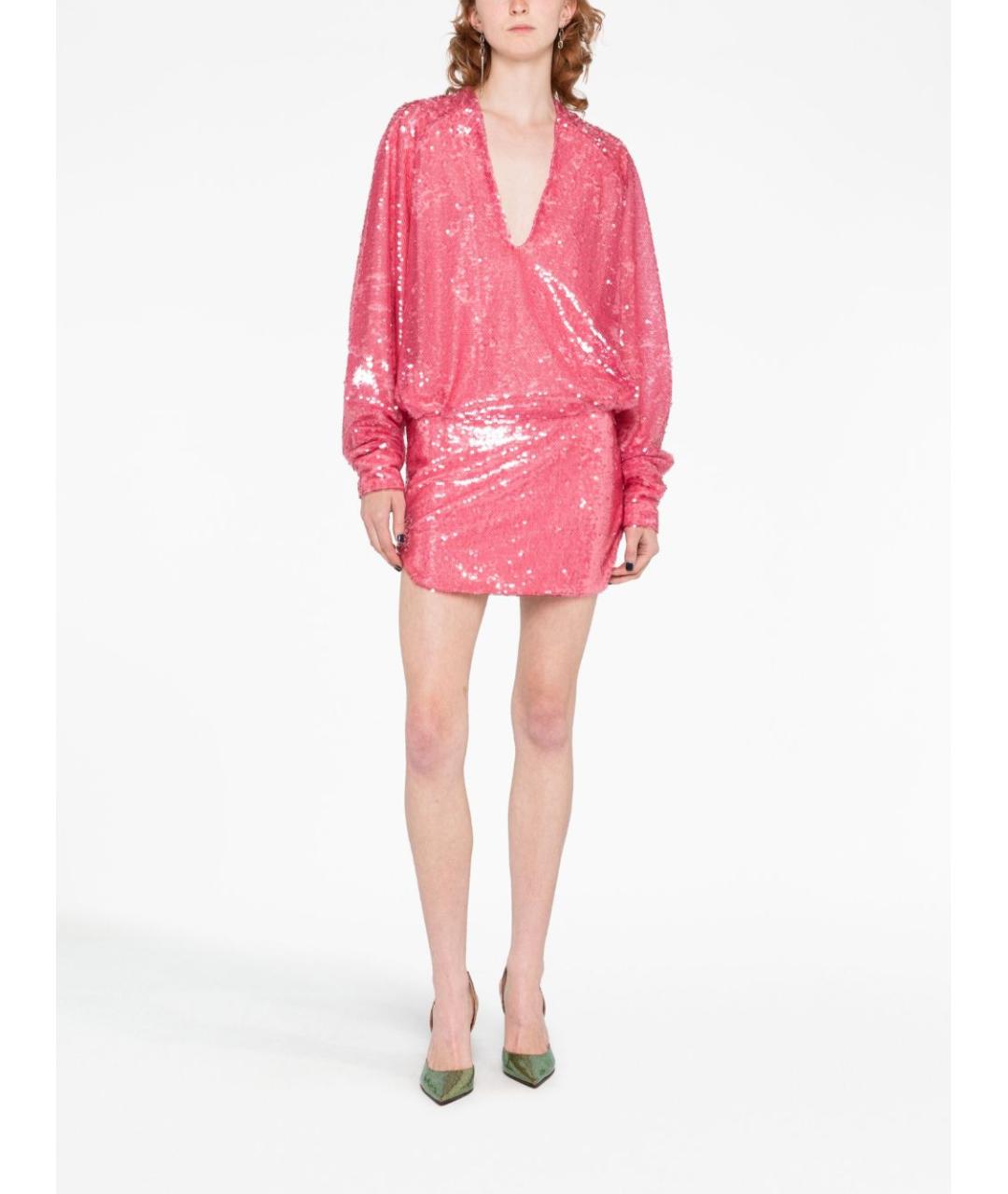 THE ATTICO Розовое полиэстеровое повседневное платье, фото 4