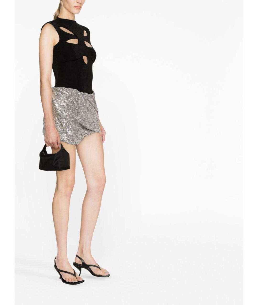 THE ATTICO Серебряная полиэстеровая юбка мини, фото 2