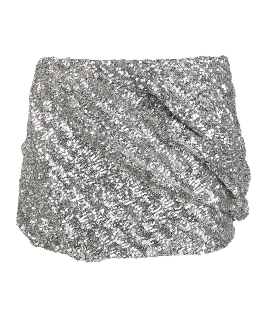 THE ATTICO Серебряная полиэстеровая юбка мини, фото 1