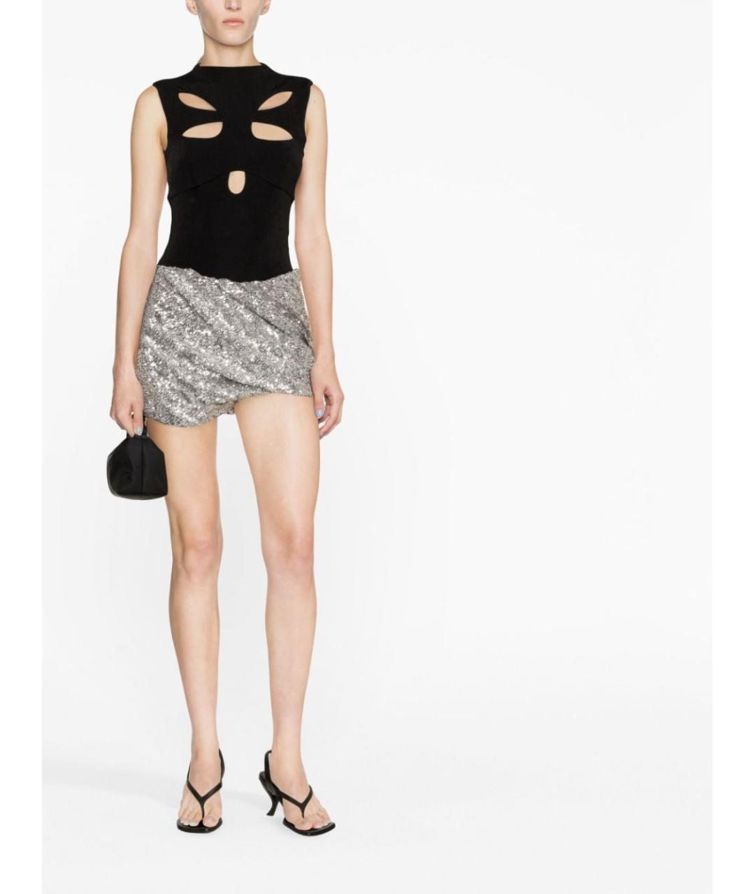 THE ATTICO Серебряная полиэстеровая юбка мини, фото 4