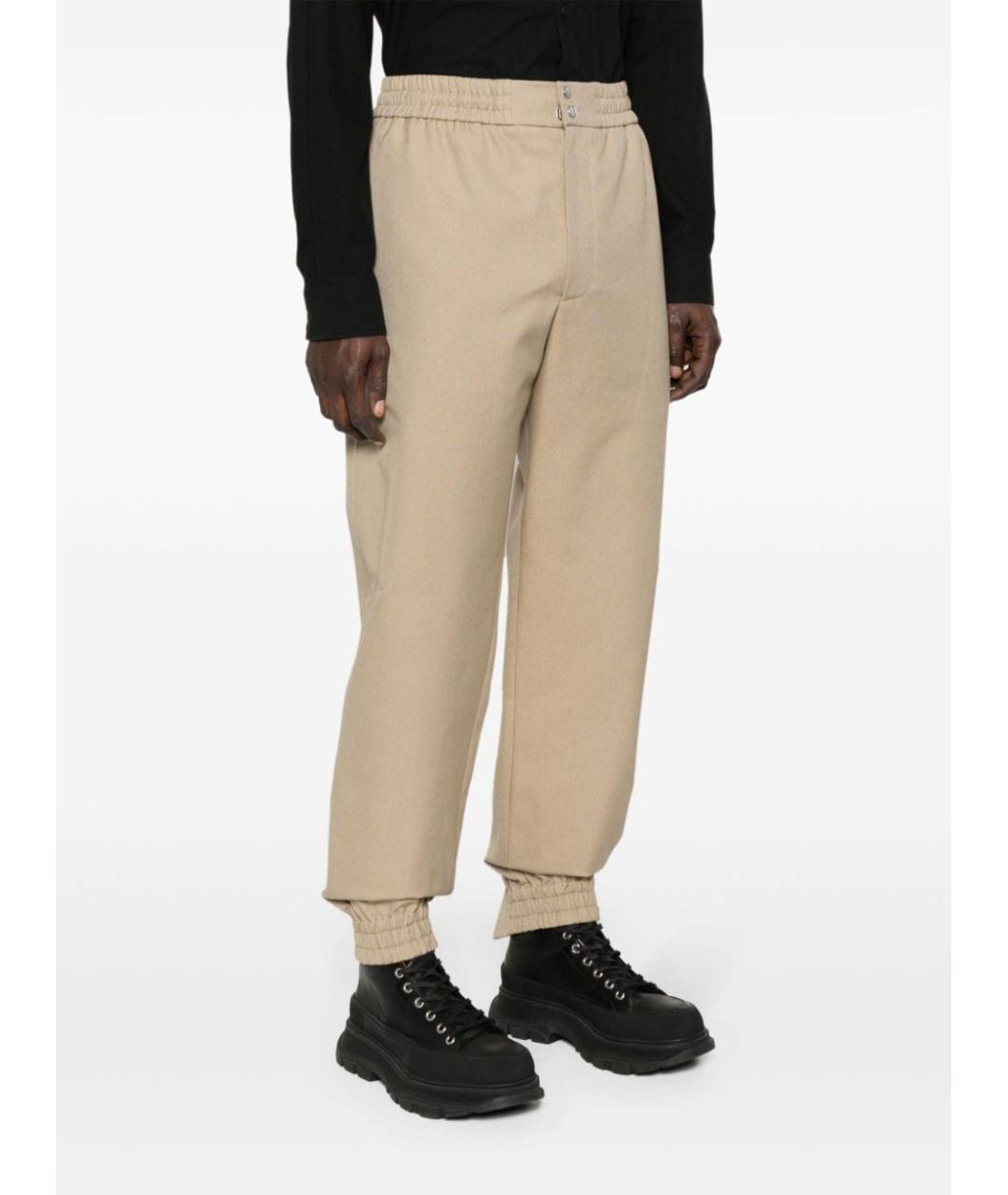ALEXANDER MCQUEEN Бежевые хлопковые повседневные брюки, фото 3