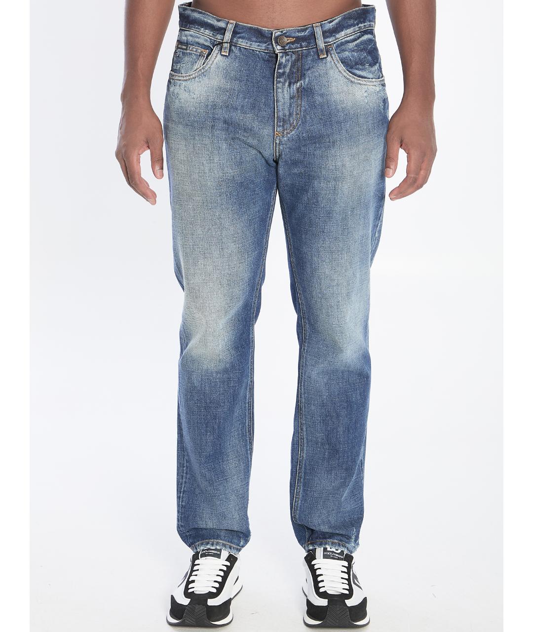 DOLCE&GABBANA Синие хлопковые прямые джинсы, фото 5