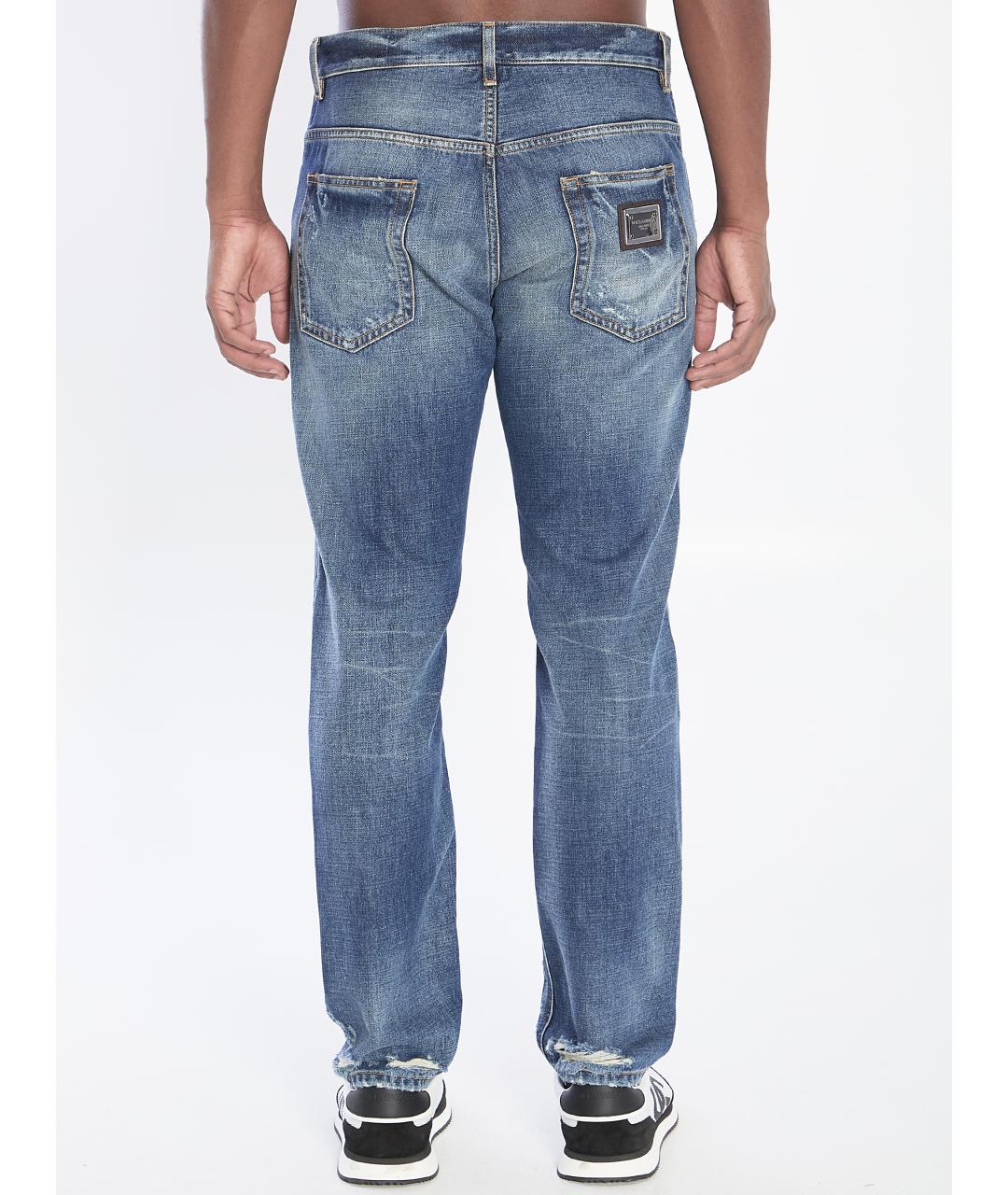 DOLCE&GABBANA Синие хлопковые прямые джинсы, фото 4