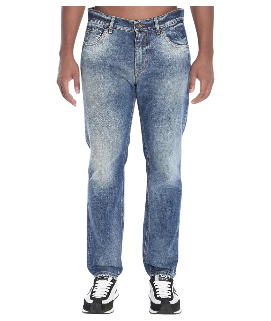 DOLCE&GABBANA Синие хлопковые прямые джинсы, фото 1