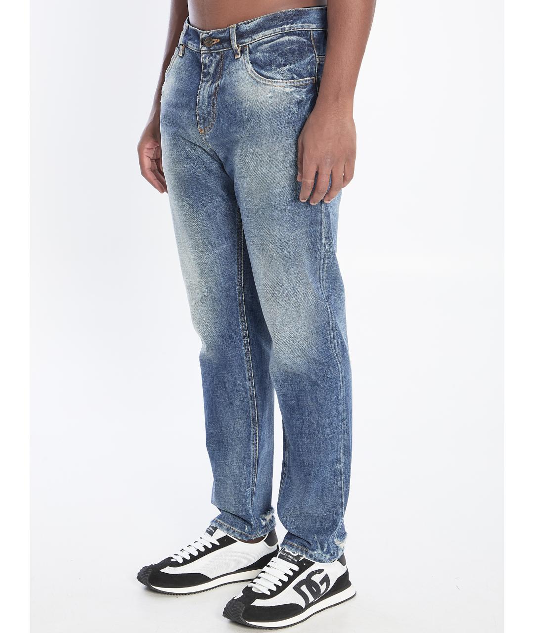 DOLCE&GABBANA Синие хлопковые прямые джинсы, фото 2