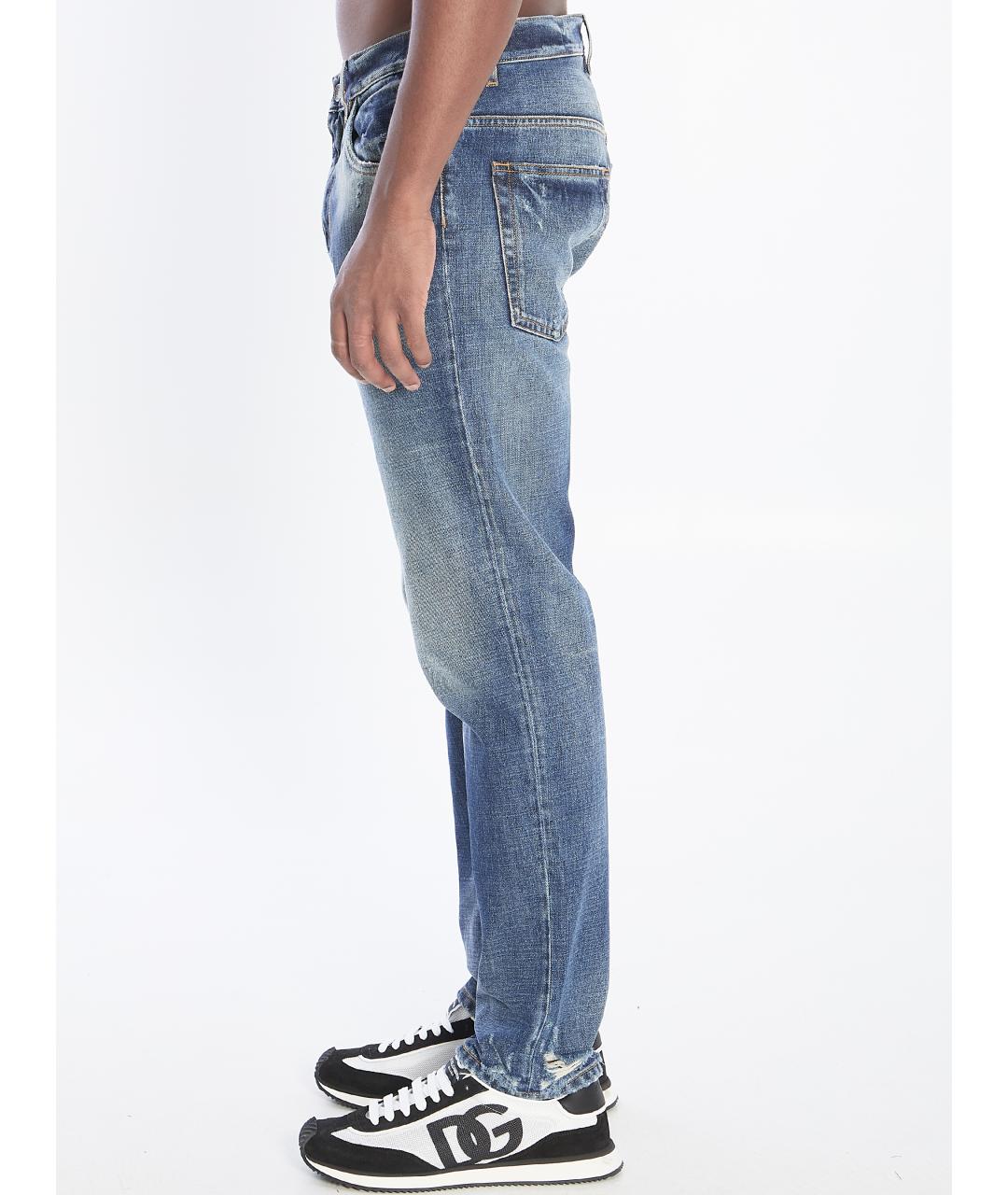 DOLCE&GABBANA Синие хлопковые прямые джинсы, фото 3