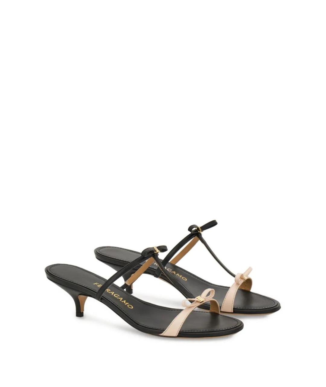 FERRAGAMO Черные кожаные сандалии, фото 2