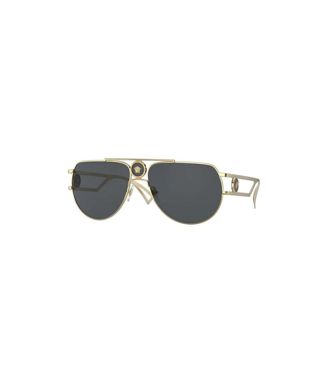 VERSACE Золотые металлические солнцезащитные очки, фото 1