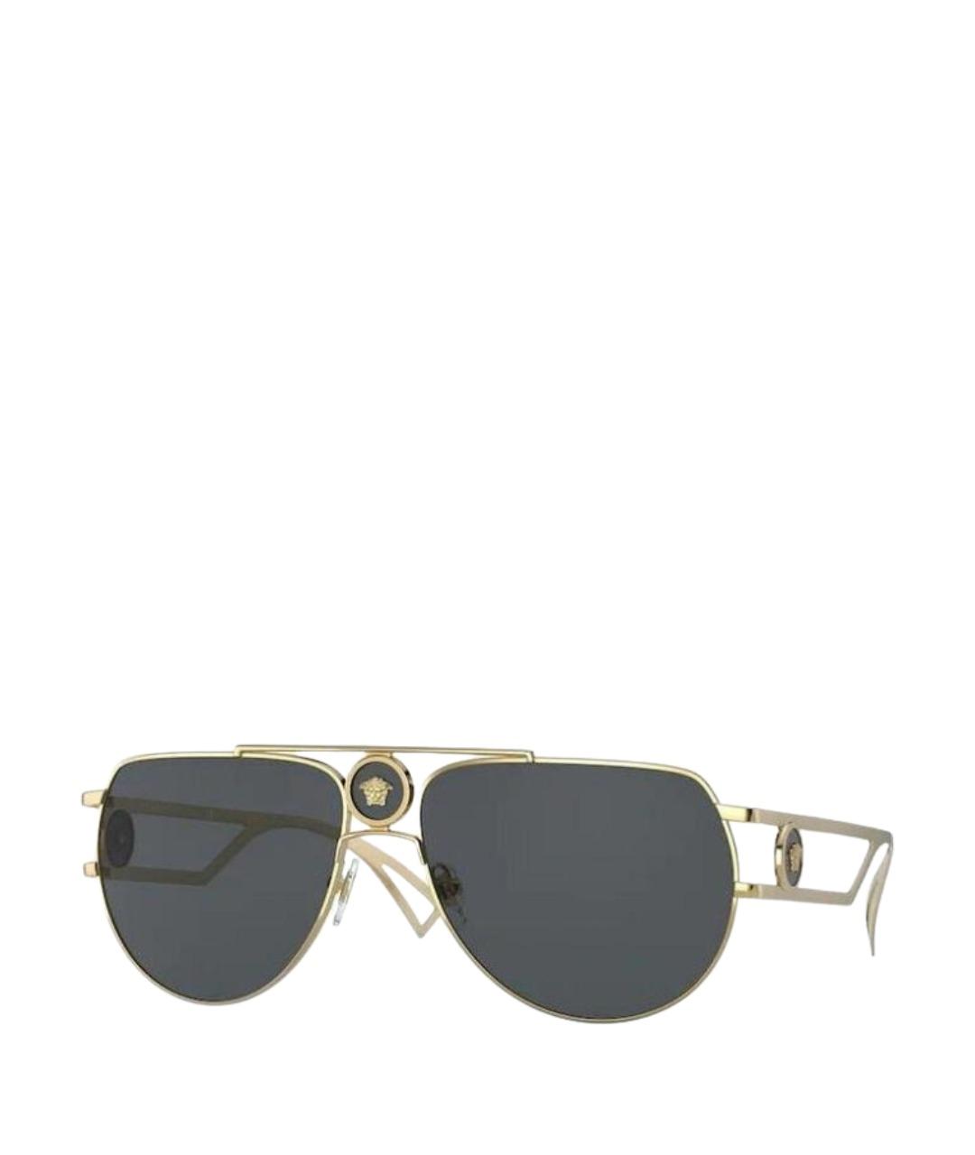 VERSACE Золотые металлические солнцезащитные очки, фото 1