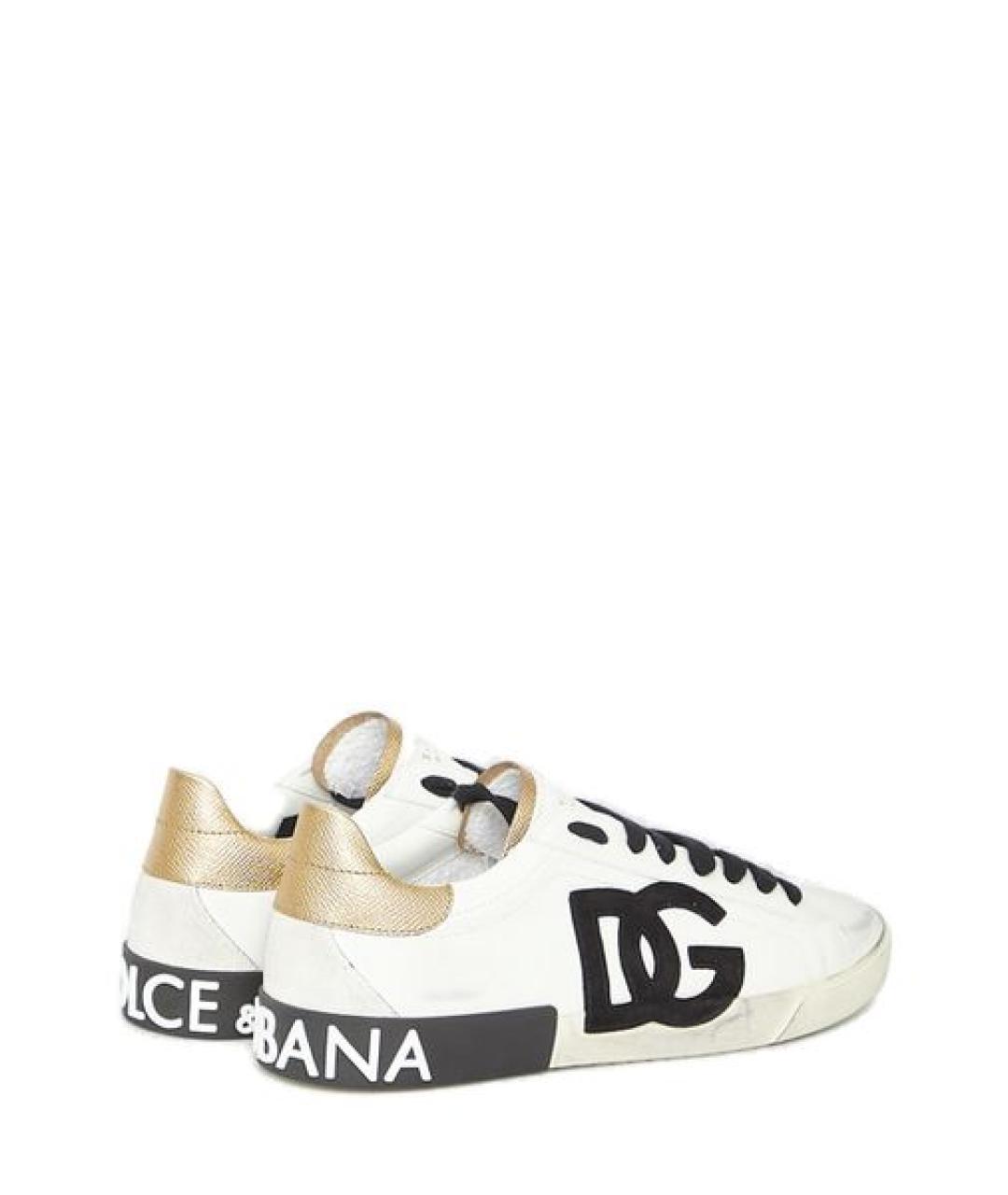 DOLCE&GABBANA Белые кожаные низкие кроссовки / кеды, фото 2