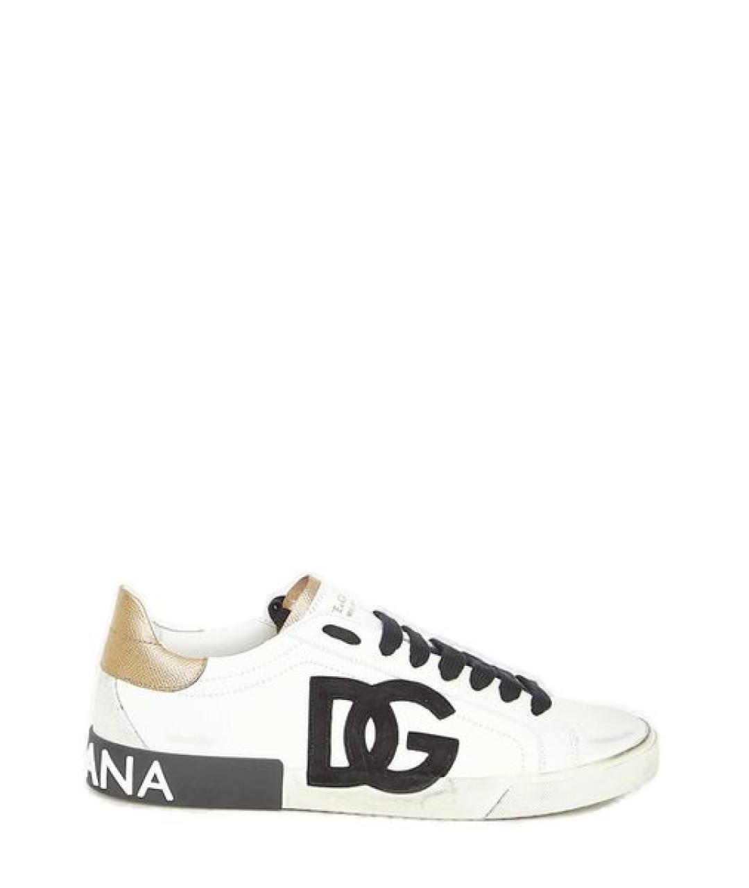 DOLCE&GABBANA Белые кожаные низкие кроссовки / кеды, фото 1