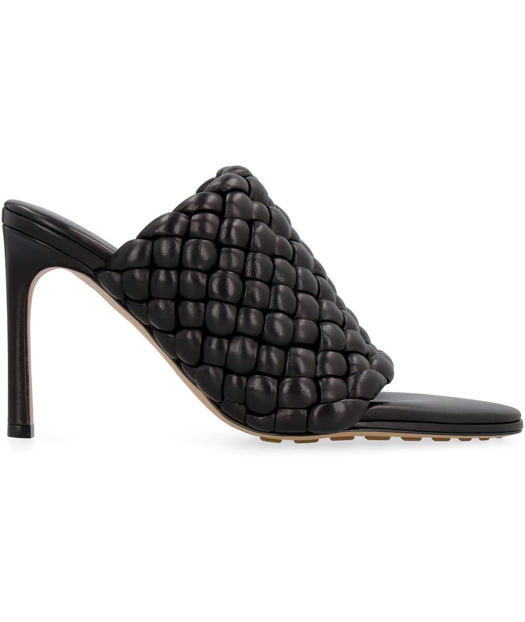 BOTTEGA VENETA Черные кожаные мюли, фото 2