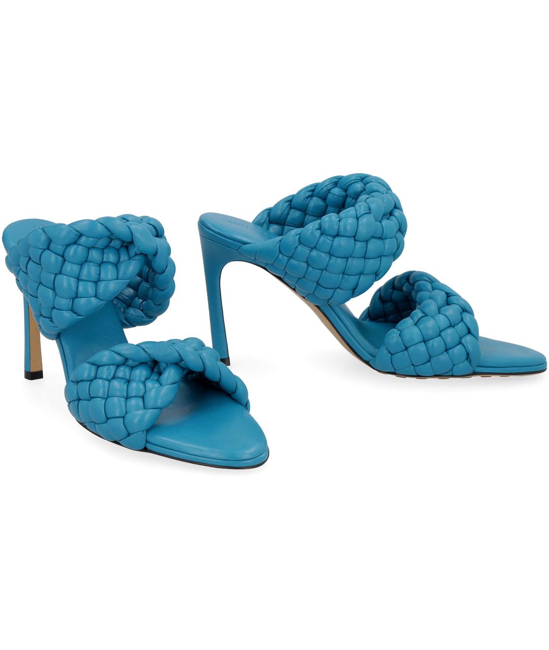 BOTTEGA VENETA Синие кожаные мюли, фото 3