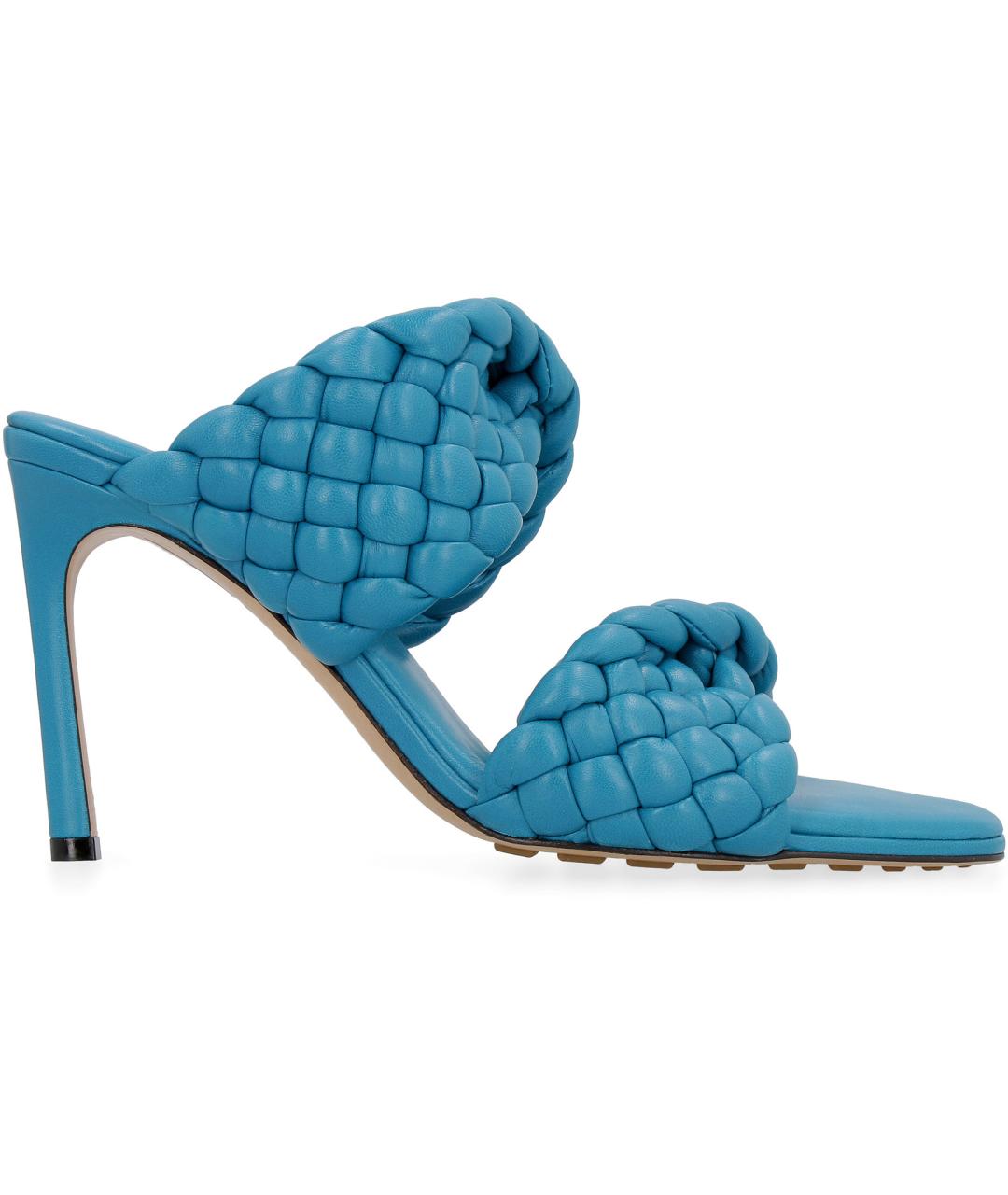 BOTTEGA VENETA Синие кожаные мюли, фото 2