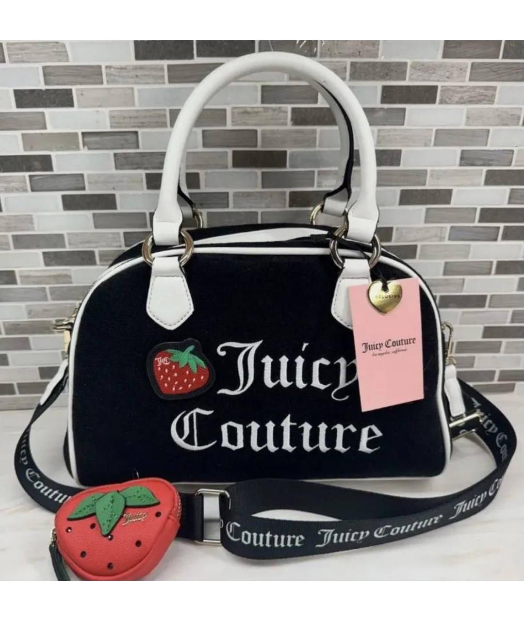 JUICY COUTURE Черная бархатная сумка тоут, фото 8