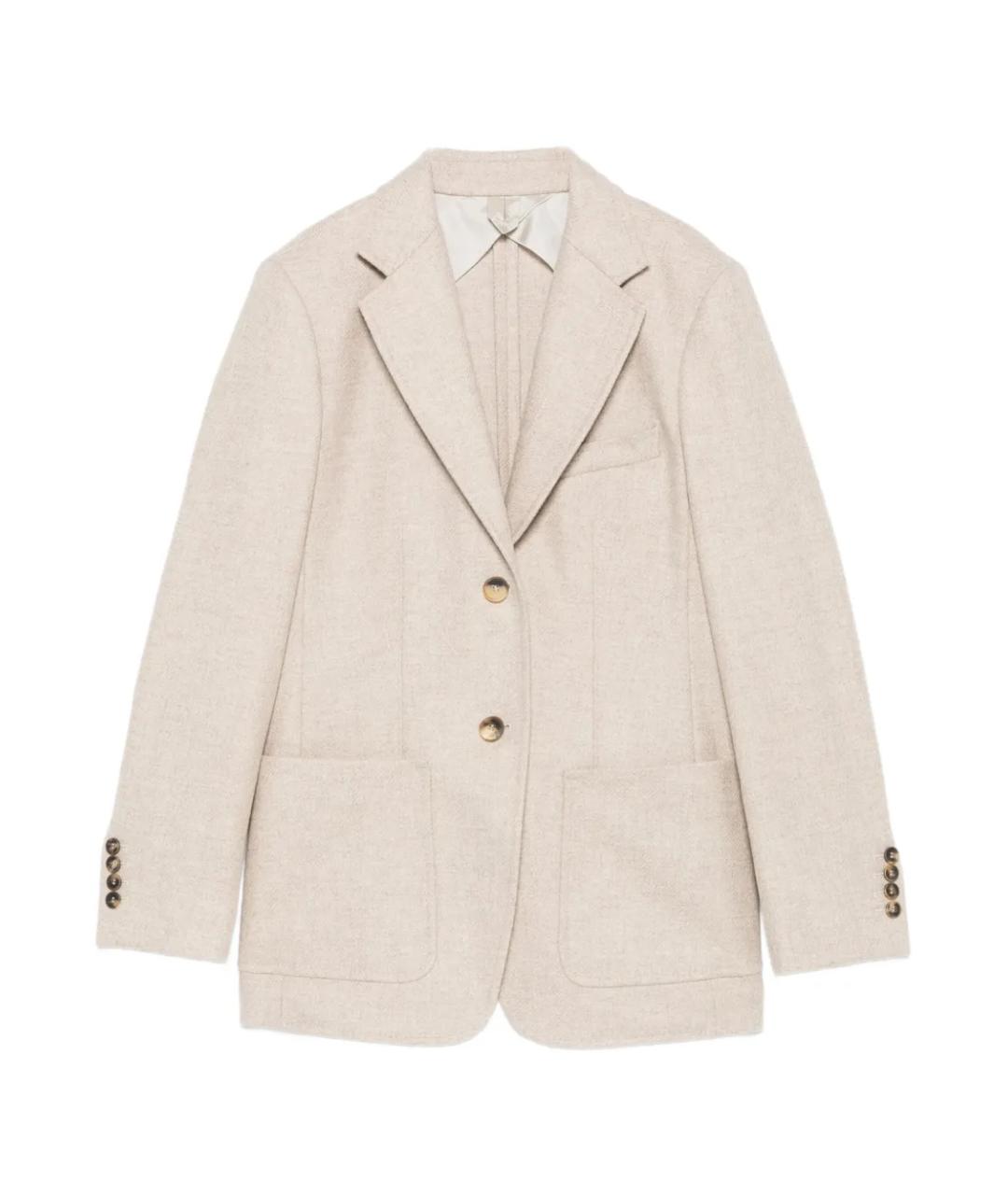 MAX MARA Бежевый шерстяной жакет/пиджак, фото 1