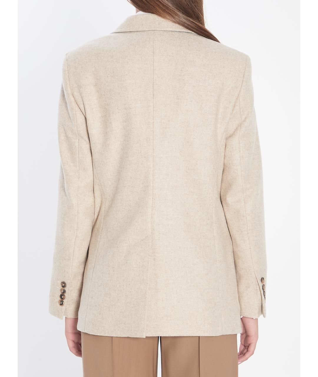 MAX MARA Бежевый шерстяной жакет/пиджак, фото 5