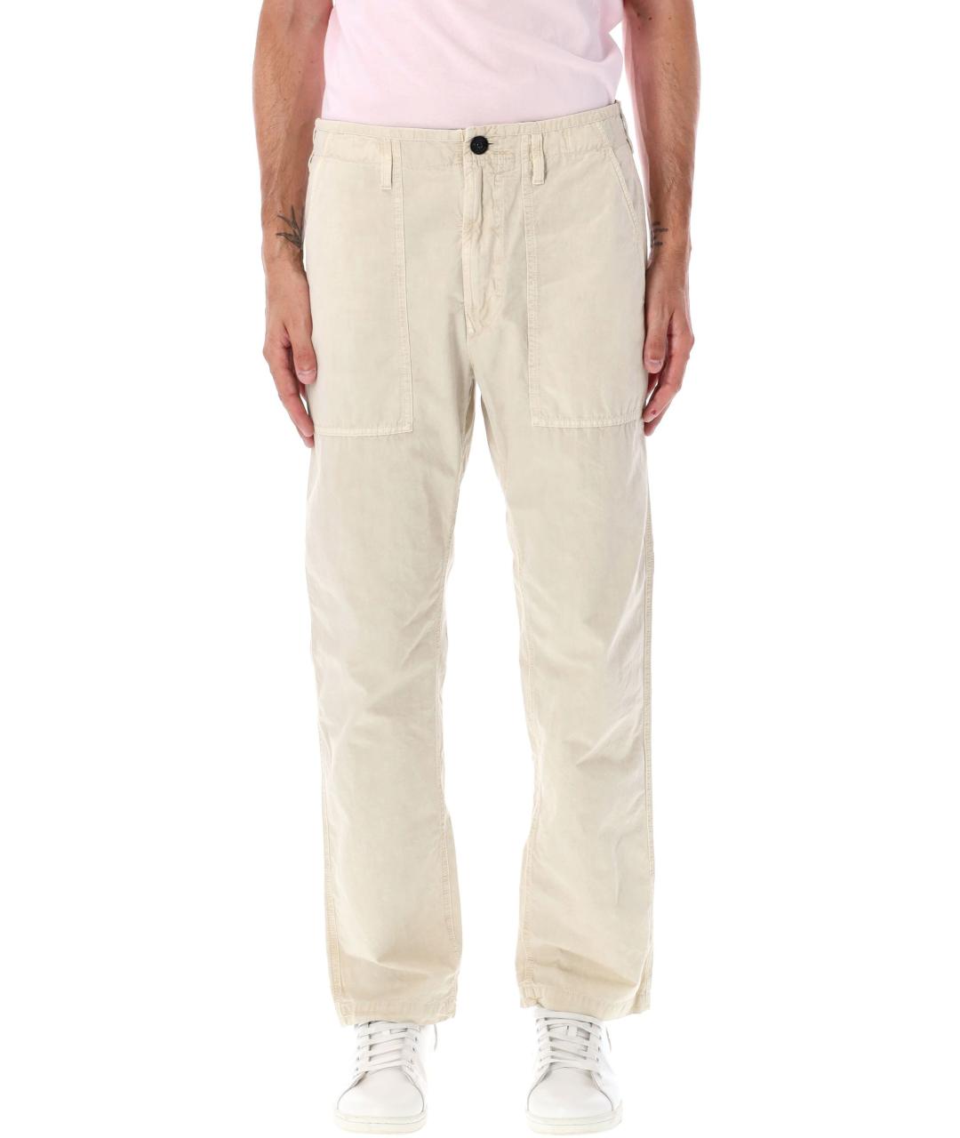 STONE ISLAND Бежевые хлопковые повседневные брюки, фото 4