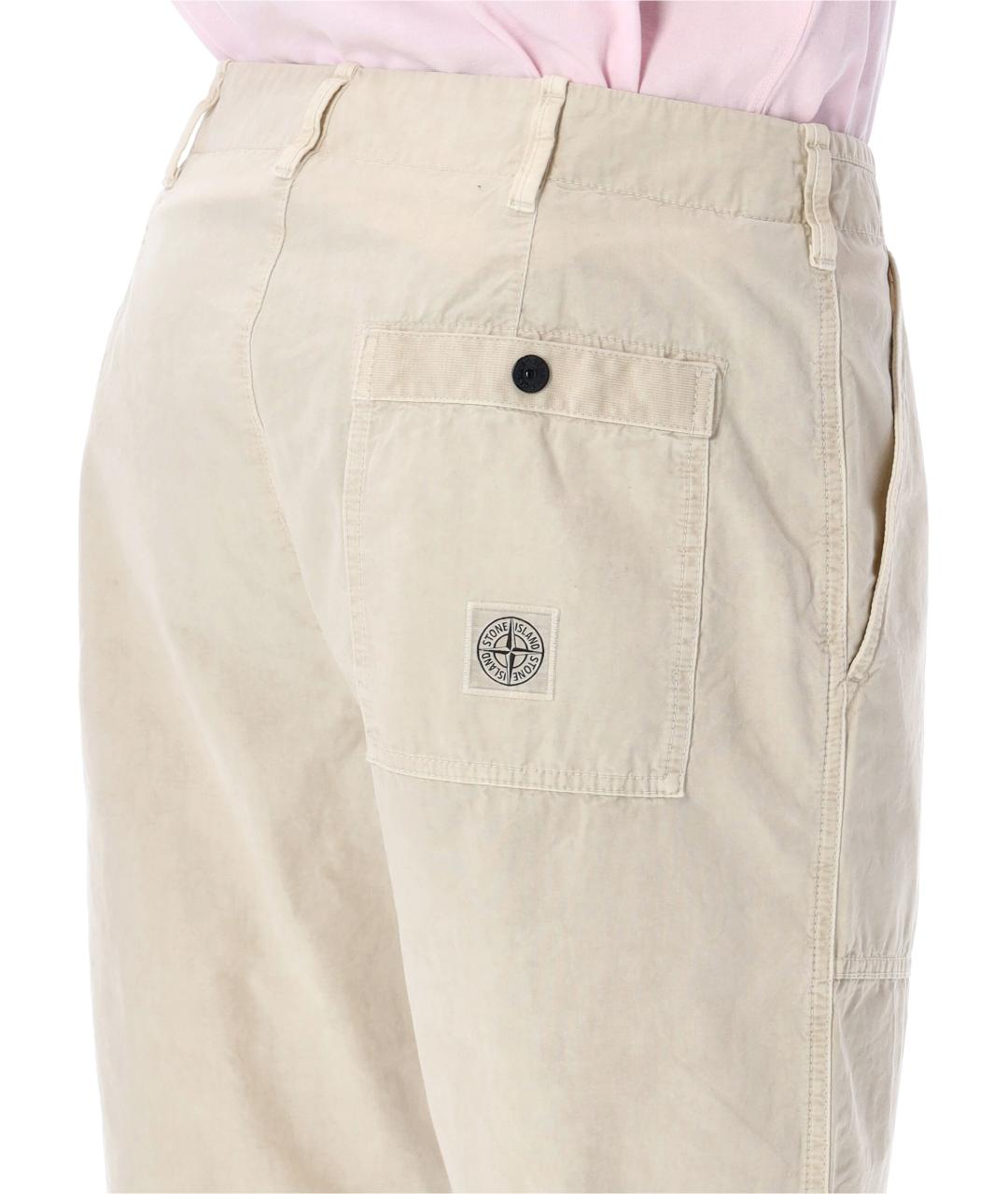 STONE ISLAND Бежевые хлопковые повседневные брюки, фото 3
