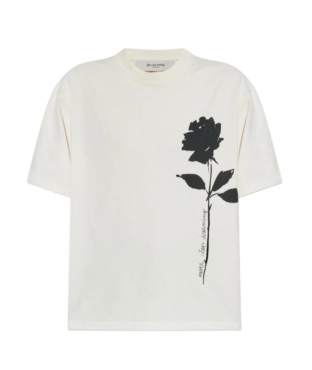 GOLDEN GOOSE DELUXE BRAND Белая хлопковая футболка, фото 1