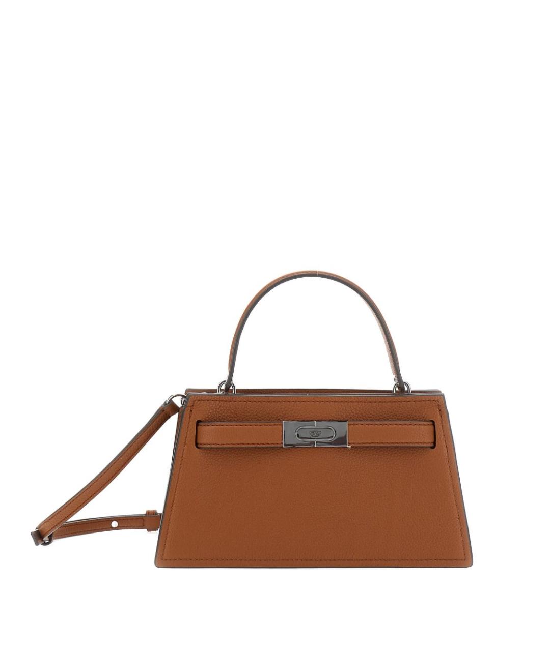 TORY BURCH Коричневая кожаная сумка с короткими ручками, фото 1