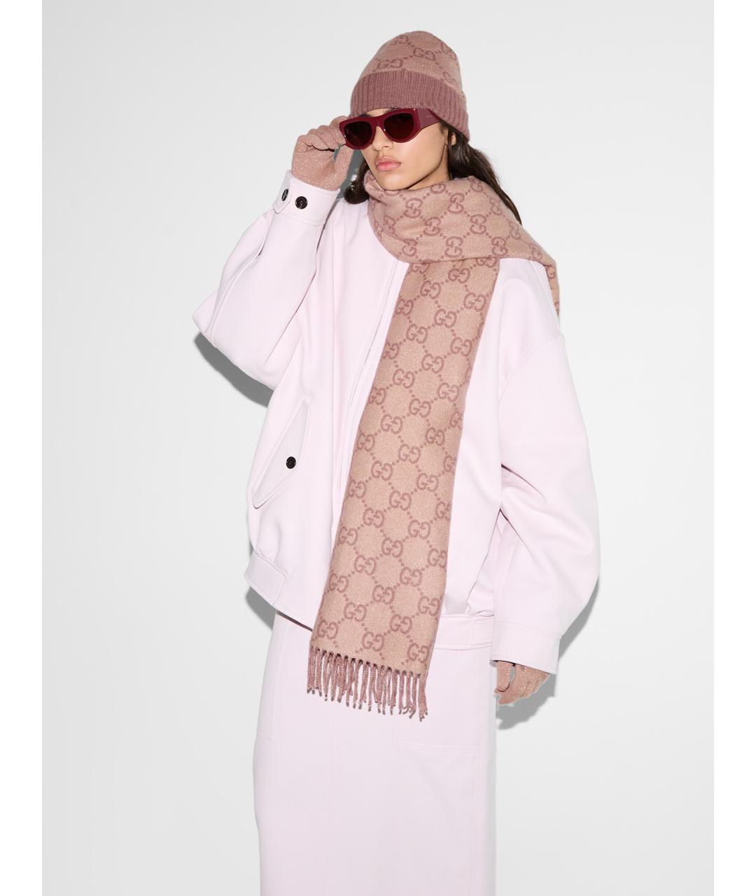 GUCCI Розовый кашемировый шарф, фото 2