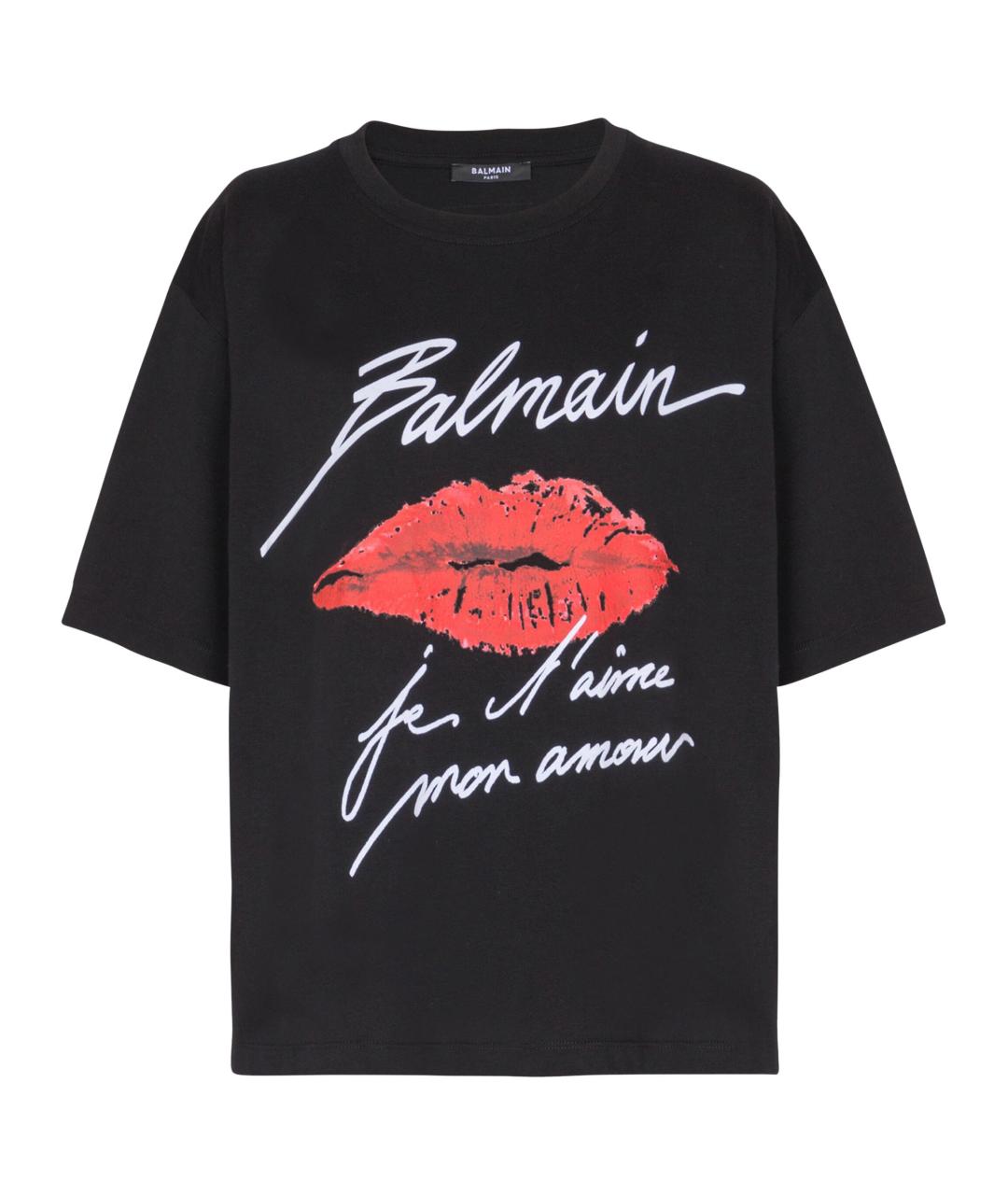 BALMAIN Черная хлопковая футболка, фото 2