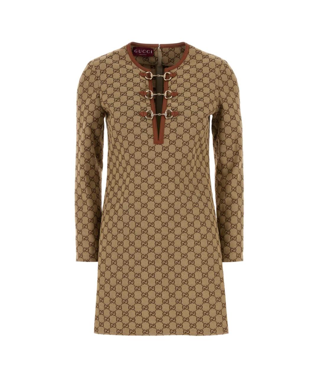 GUCCI Бежевое хлопковое повседневное платье, фото 1