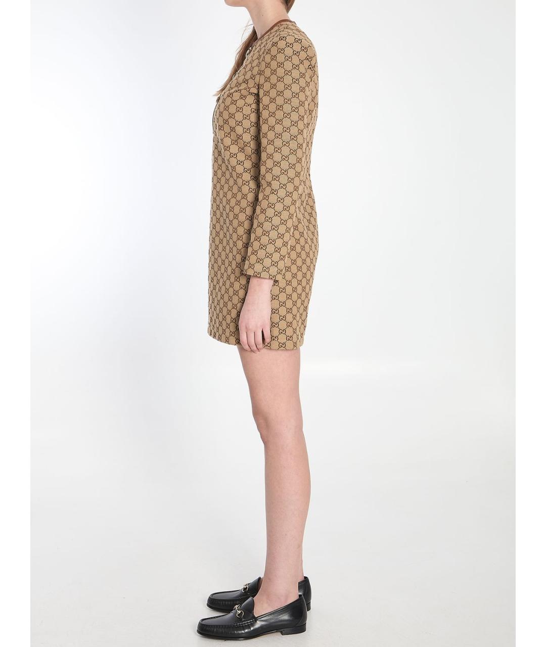 GUCCI Бежевое хлопковое повседневное платье, фото 3