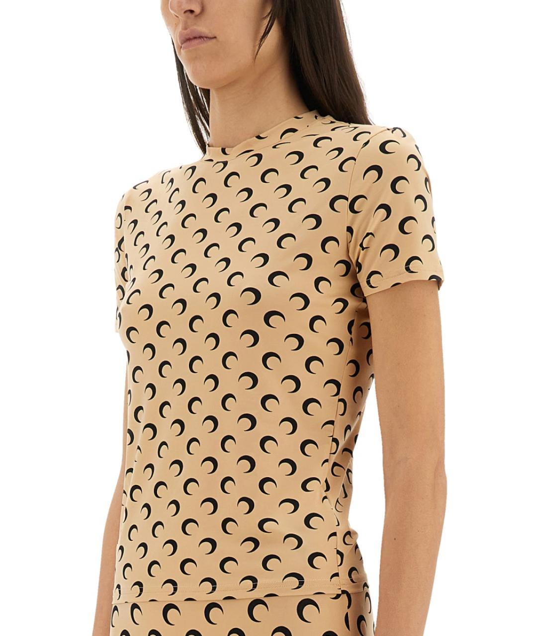MARINE SERRE Бежевая полиамидовая футболка, фото 3